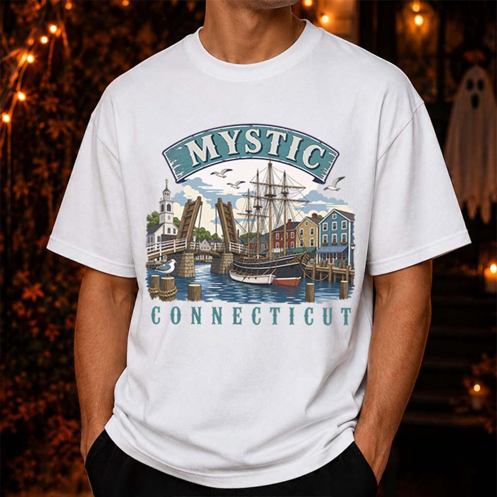 Mystic Connecticut Seaport New England Vacation Gift Travel T-Shirt Gift Ideas For Husband - Merchluma