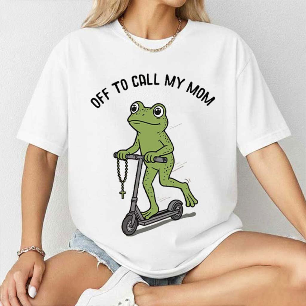 Off To Call My Mom Rosary Frog Religious Faith T-Shirt Funny Frog Shirt Gifts For Friends - Merchluma