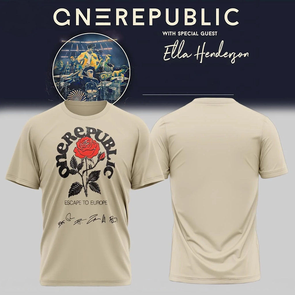 OneRepublic Merch 2026 Escape To Europe T-Shirt OneRepublic Tour Merch Gift For Music Lovers - Merchluma