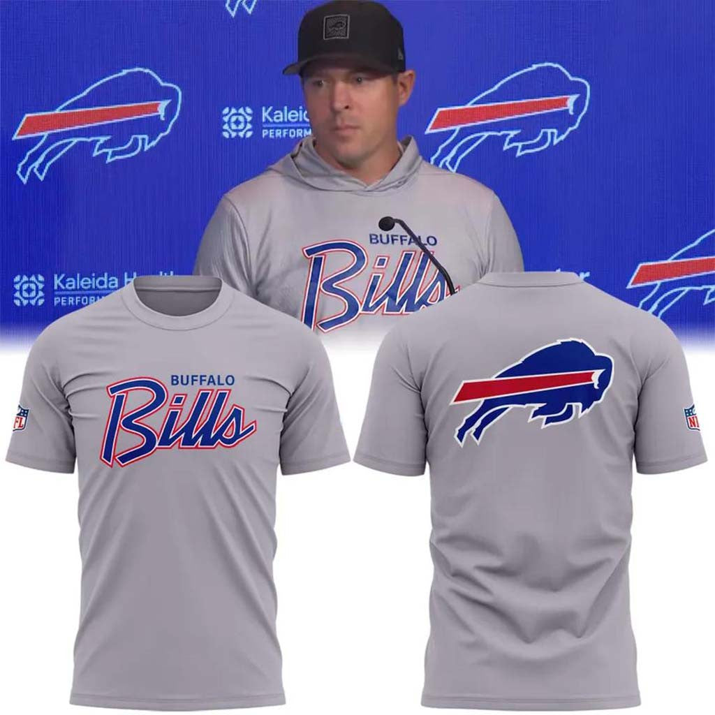 Buffalo Bills Grey Script Logo T-Shirt 2026 Buffalo Bills Merch Best Gift For Football Fans - Merchluma
