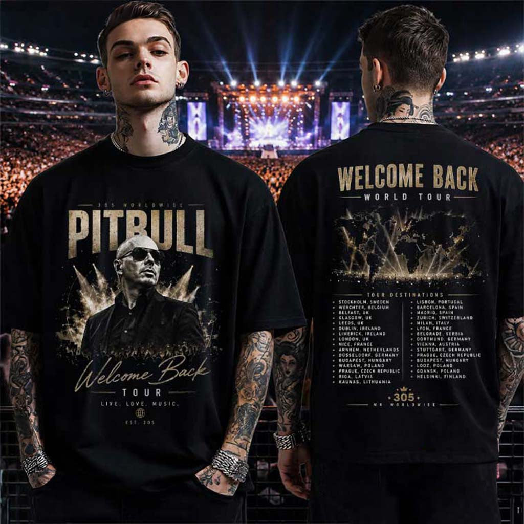 Pitbull Welcome Back World Tour 2026 T-Shirt Mr Worldwide Music Shirt Pitbull Merch Gifts - Merchluma