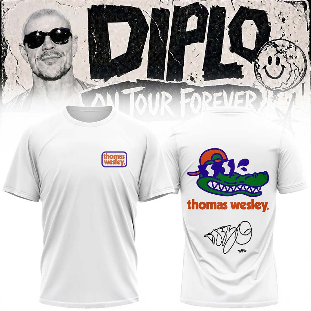 Florida Gators x Diplo Merch 2026 On Tour Forever Signed T-Shirt Thomas Wesley Shirt Fan Gifts - Merchluma