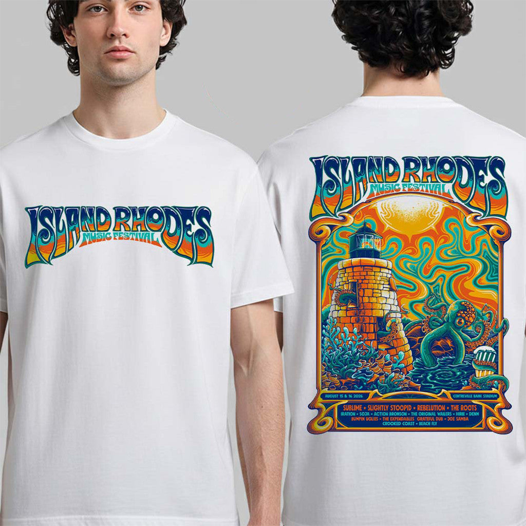 Island Rhodes Music Festival 2026 Poster With Lineup T-Shirt Island Rhodes Merch Fan Outfits - Merchluma