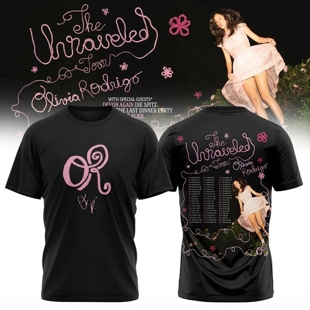 Olivia Rodrigo Merch The Unraveled Tour Signed T-Shirt Gifts For Girlfriend - Merchluma