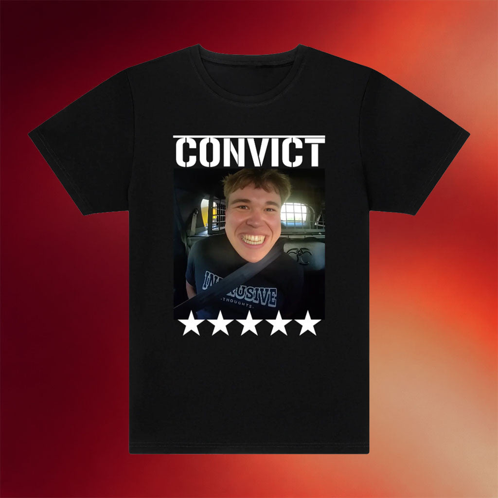 Derf Merch 2026 Convict T-Shirt Black Fred Beyer Meme Shirt Gift For Youtuber Fans - Merchluma