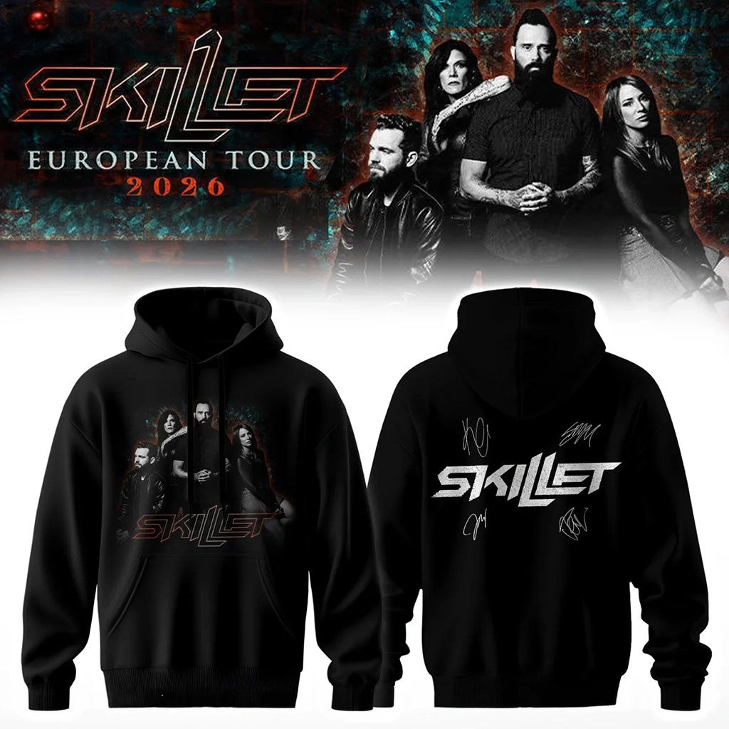 Skillet Merch European Tour 2026 Hoodie Black Music Fan Gear Gift Ideas For Him - Merchluma