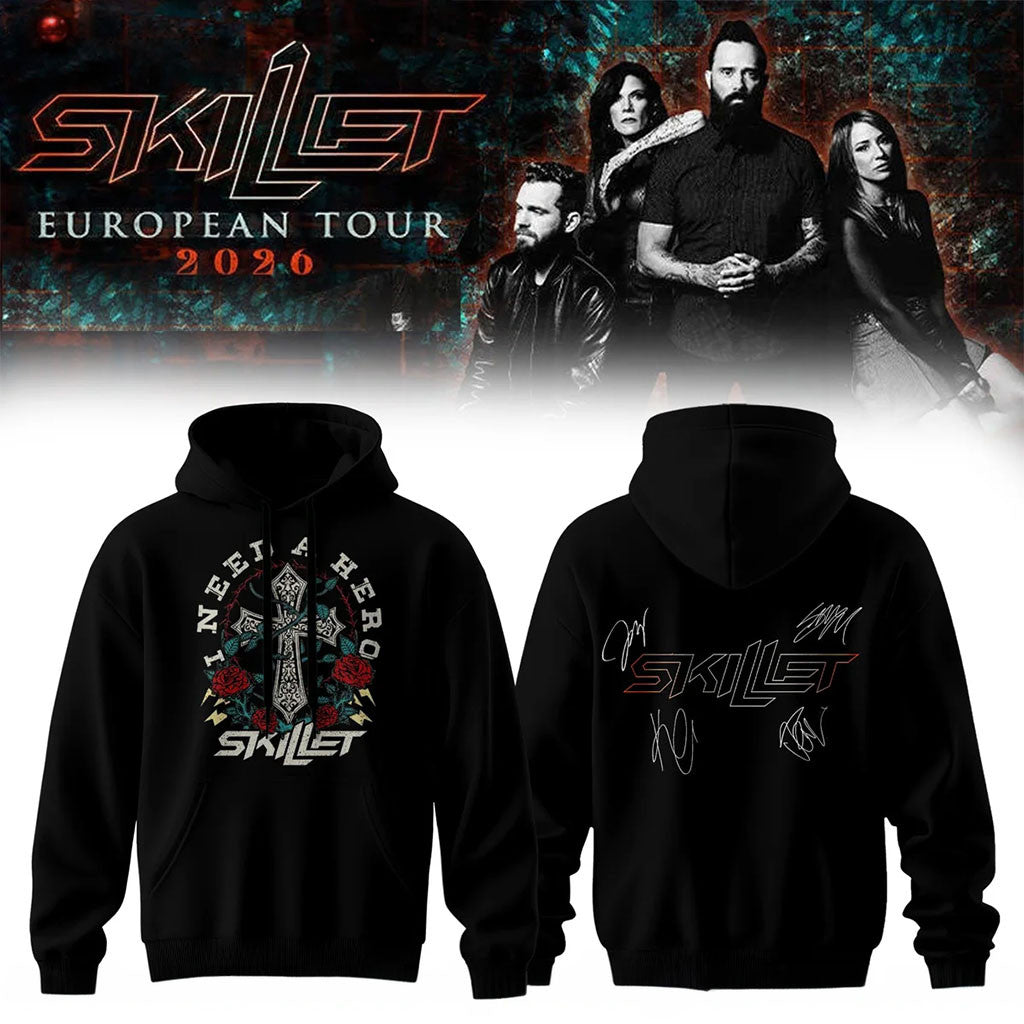 Skillet Merch European Tour 2026 Hoodie Rose And Cross Music Fan Apparel Gift For Brother - Merchluma