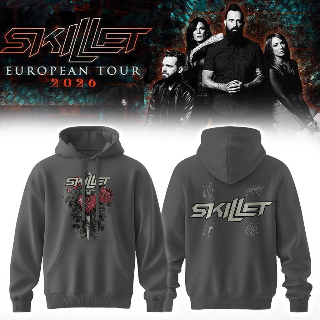 Skillet Merch European Tour 2026 Hoodie Gifts For Music Enthusiasts - Merchluma