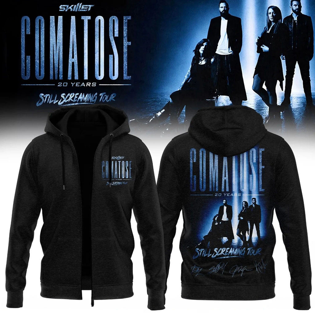 Skillet Merch 2026 Comatose Still Screaming Tour Zip Hoodie 20 Years Skillet Hoodie Fan Gifts - Merchluma