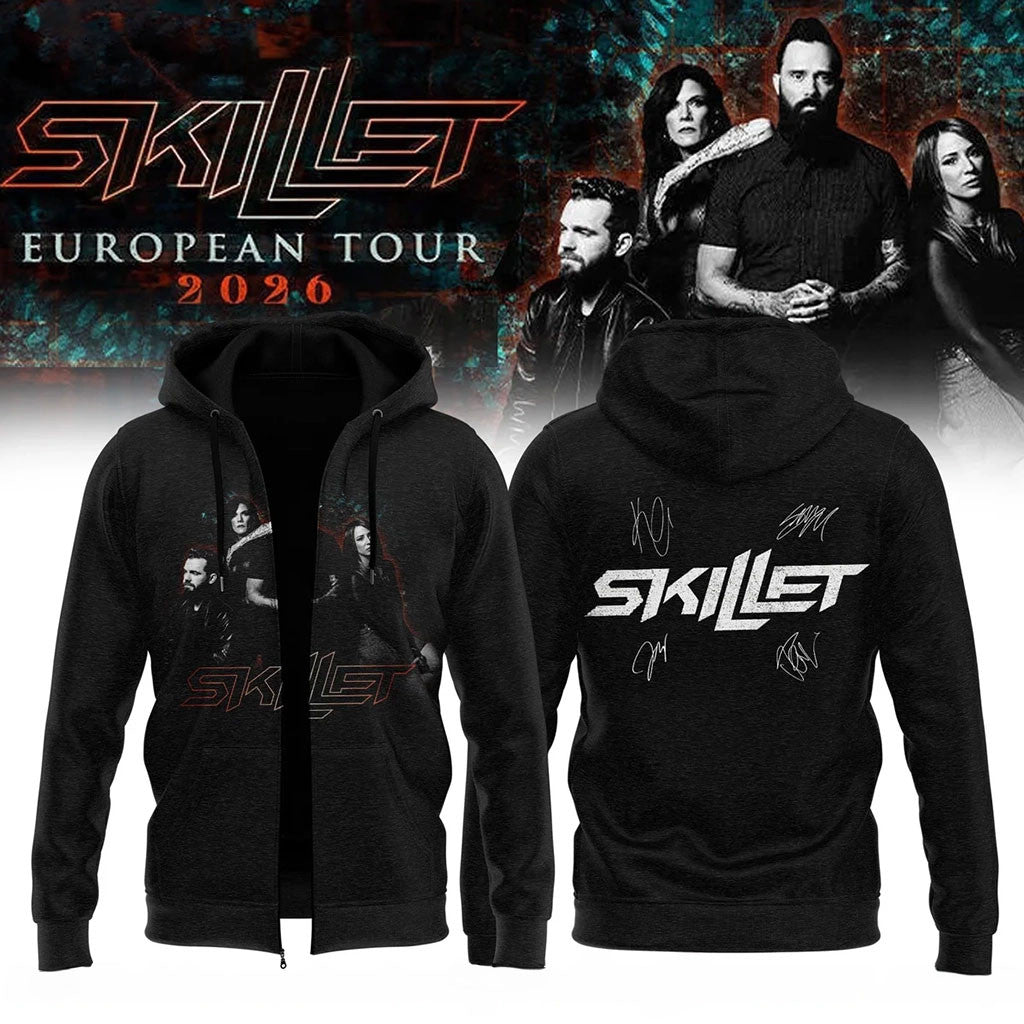Skillet Merch European Tour 2026 Zip Hoodie Music Lover Gifts For Him - Merchluma