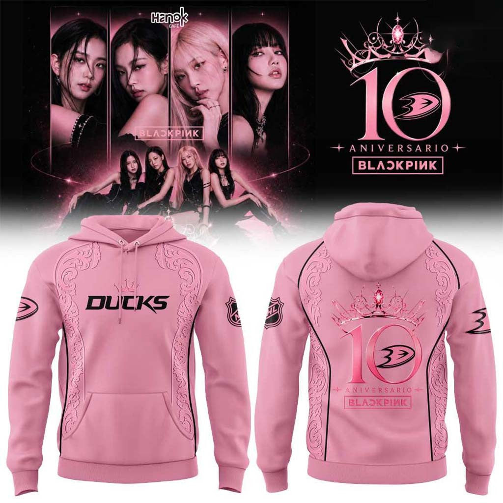 Anaheim Ducks X BLACKPINK 10th Anniversary 2026 Hoodie Anaheim Ducks Merch Gift For Blinks - Merchluma