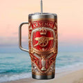 Arsenal FC Premier League Champions Trophy Crest Tumbler Arsenal FC Merch Gifts For Fans - Merchluma