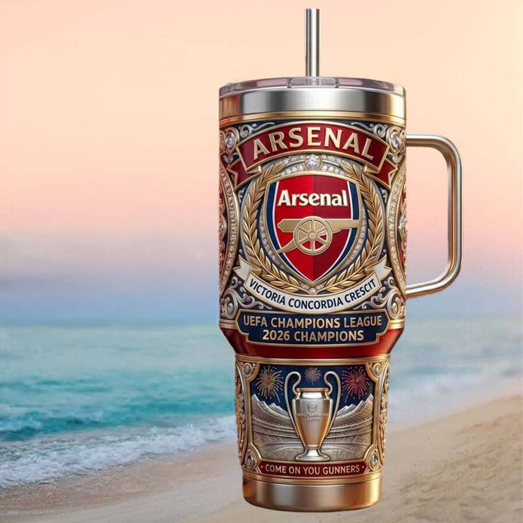 Arsenal FC UEFA Champions League 2026 Champions Collector Tumbler Arsenal FC Merch Fans Gifts - Merchluma