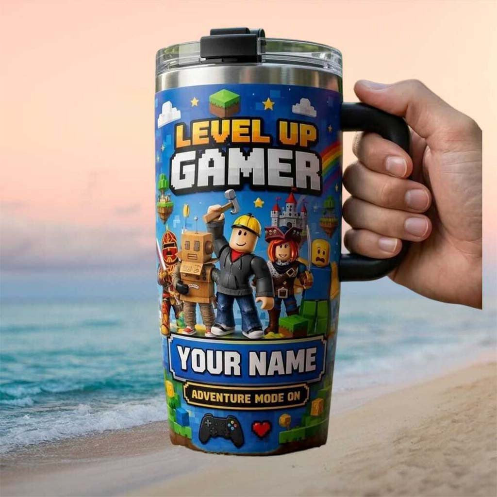 Custom Level Up Gamer Roblox Adventure Mode Tumbler Roblox Merch Gifts For Gamers - Merchluma