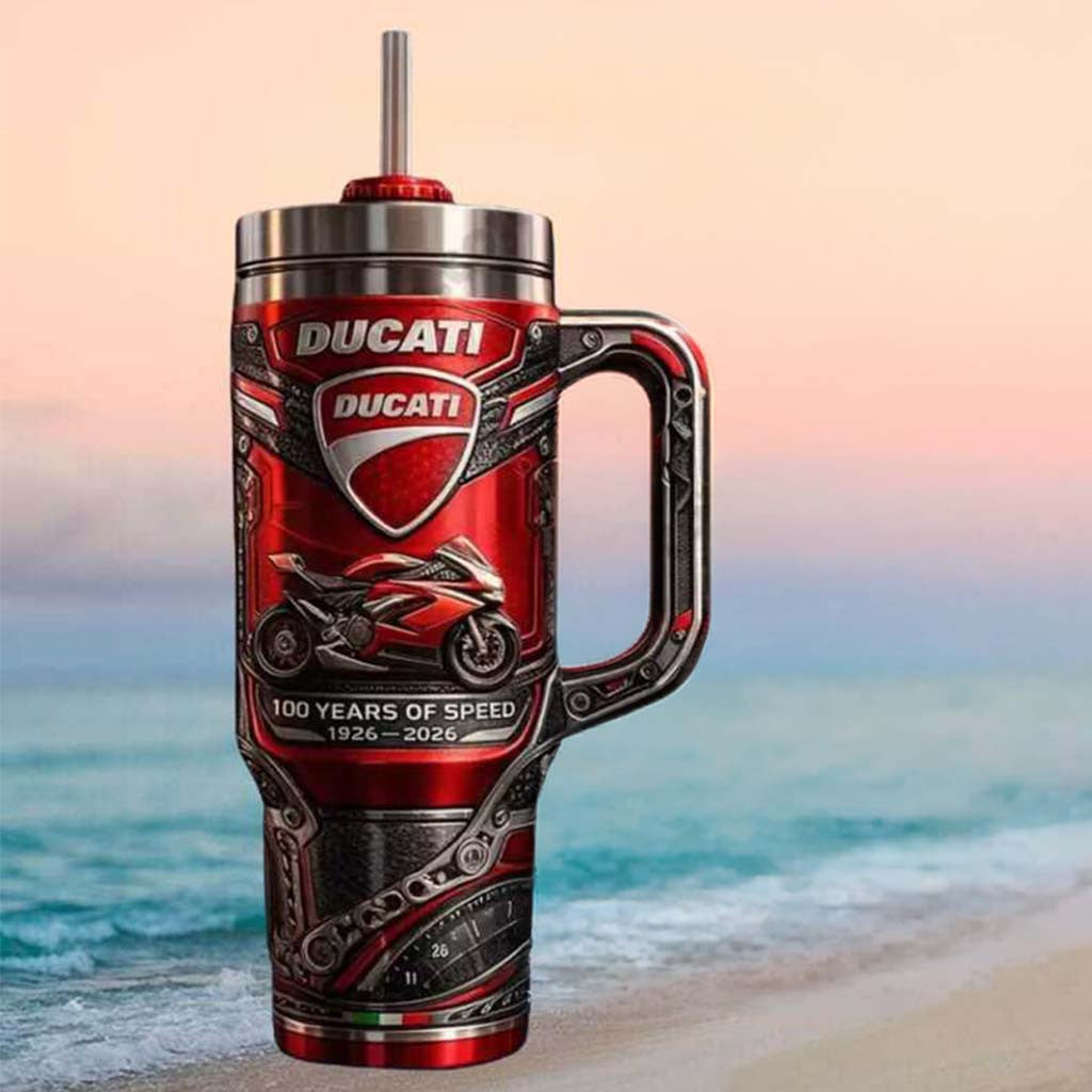 Ducati 100 Years Of Speed Motorcycle Heritage Tumbler Ducati Merch Gifts For Husband - Merchluma