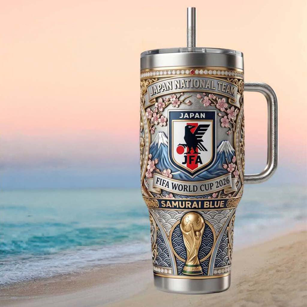 Japan Samurai Blue FIFA World Cup 2026 Soccer Tumbler Japan National Football Team Merch Gifts - Merchluma