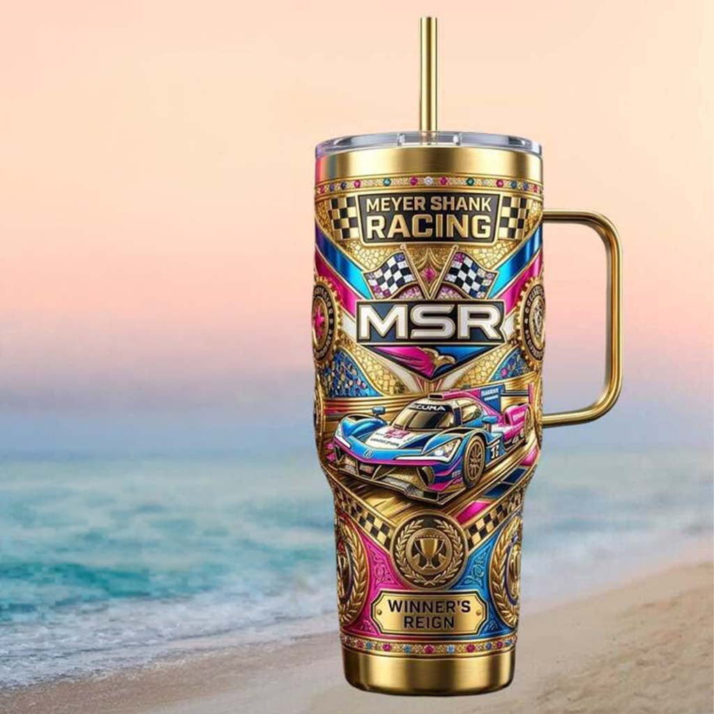 Meyer Shank Racing MSR Winner Gold Motorsport Tumbler Meyer Shank Racing Merch Fans Gifts - Merchluma