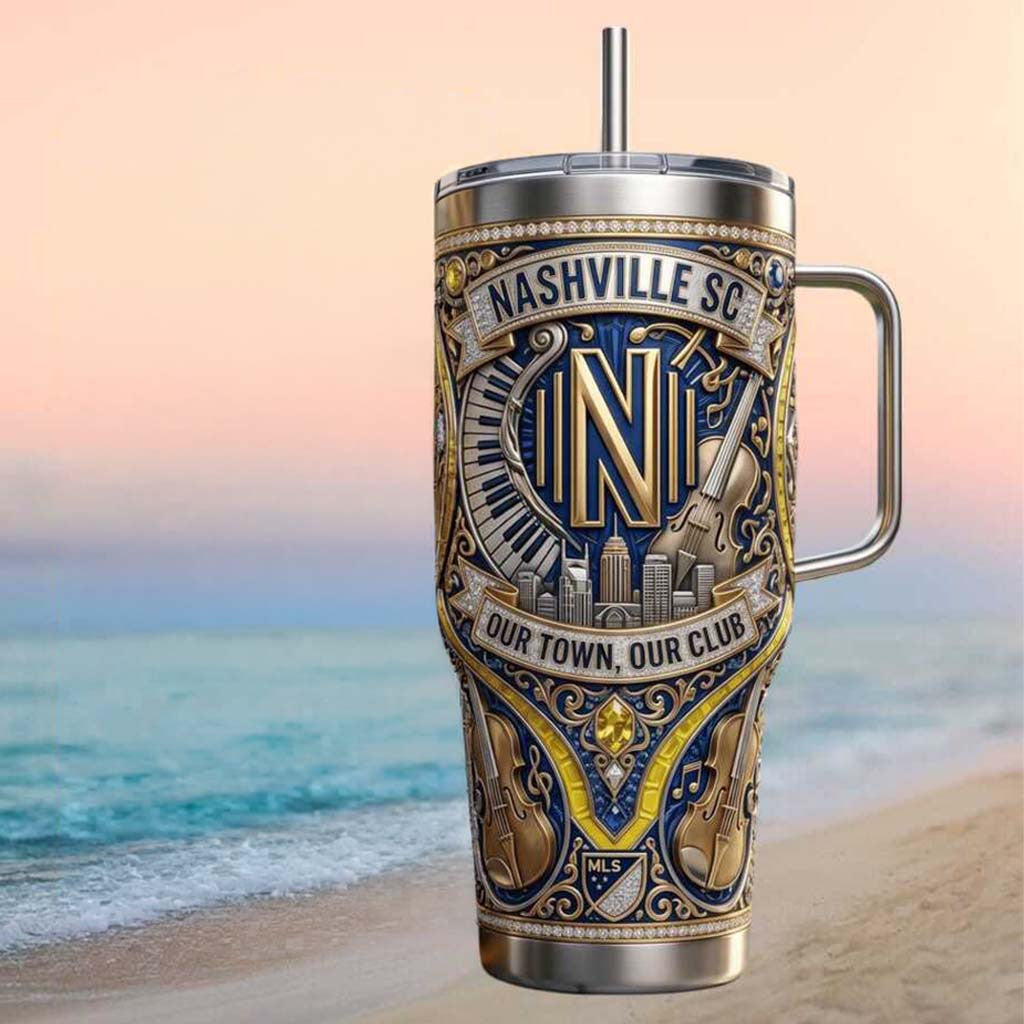 Nashville SC Our Town Our Club Gold Edition Soccer Steel Tumbler Nashville SC Merch Him Gifts - Merchluma