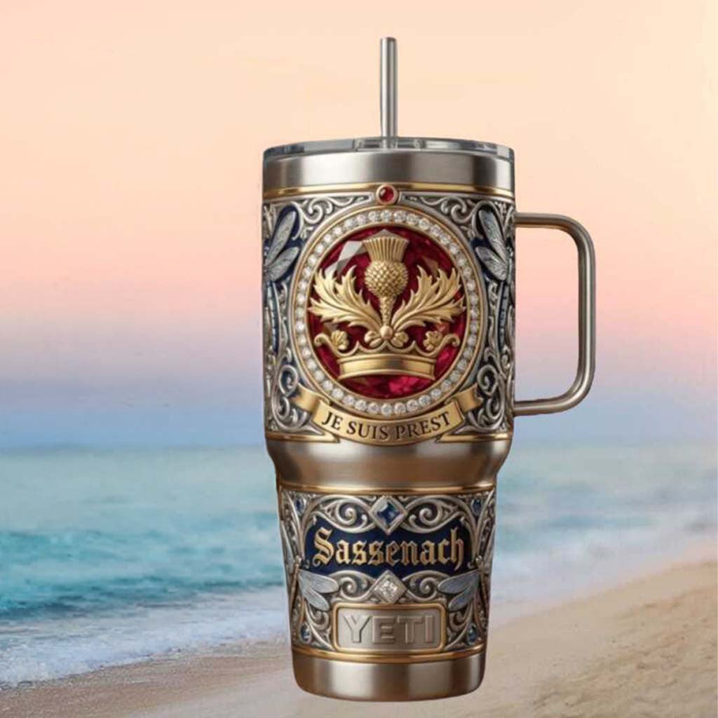 Outlander Sassenach Je Suis Prest Scottish Heritage Tumbler Outlander Merch Gifts For Fans - Merchluma