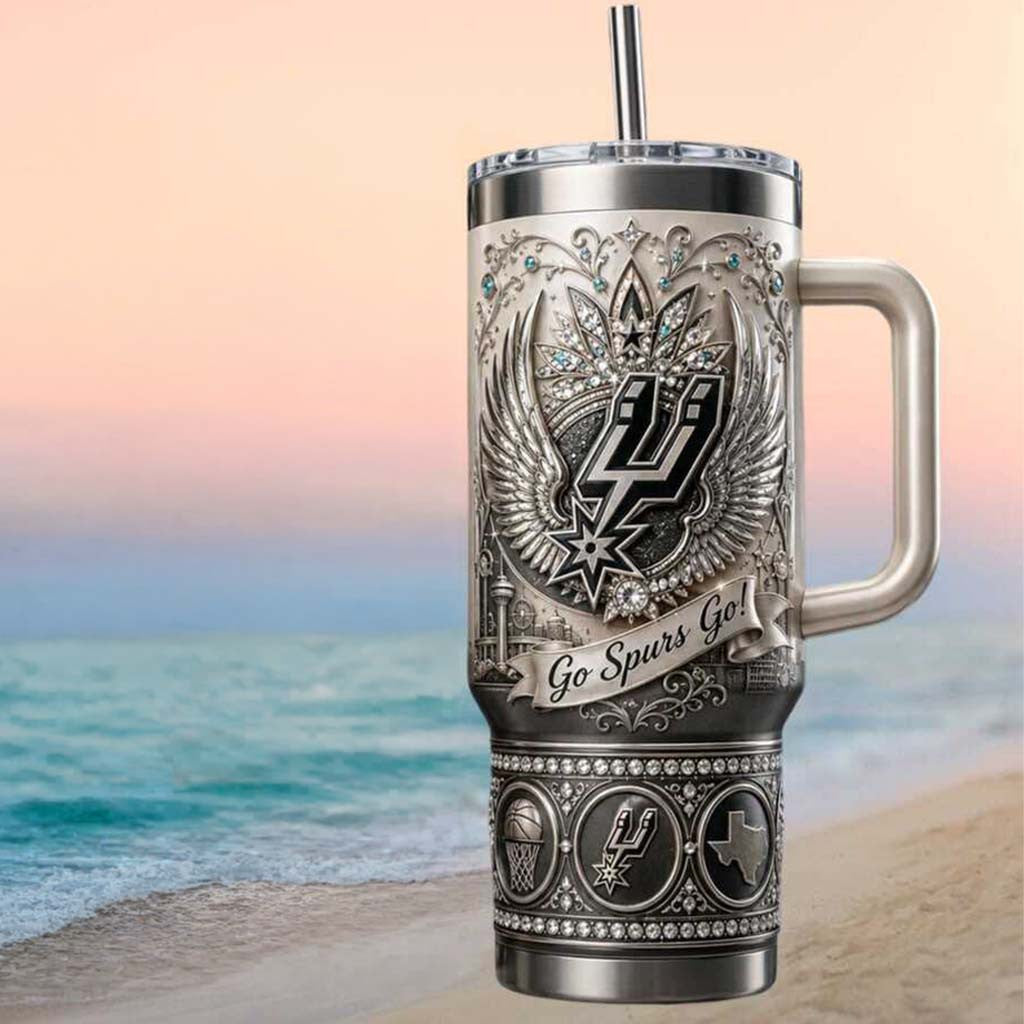 San Antonio Spurs Basketball Go Spurs Go Silver Tumbler Spurs Merch Gifts For Basketball Fan - Merchluma