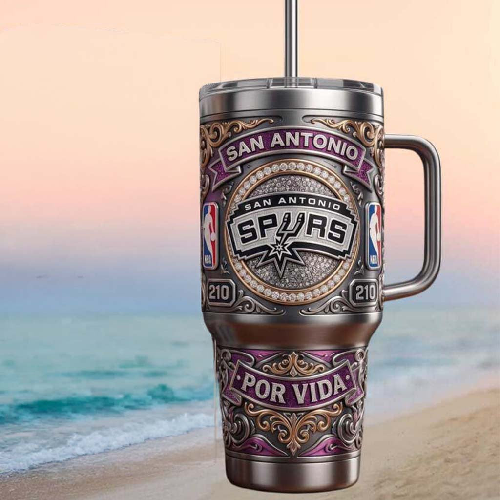 San Antonio Spurs Basketball Skyline Por Vida Tumbler Spurs Merch Gift For Basketball Lover - Merchluma