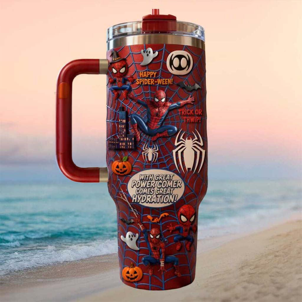 Spider Man Happy Spider Ween Halloween Trick Or Thwip Tumbler Spider Man Merch Fans Gifts - Merchluma