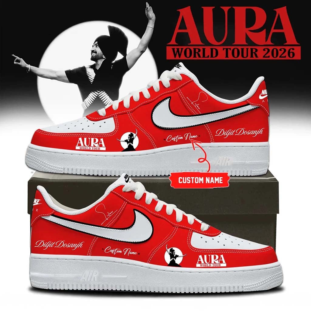 Custom Diljit Dosanjh Merch AURA World Tour Signature Shoes Best Gifts For Music Lovers - Merchluma