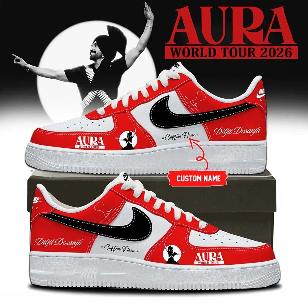 Custom Diljit Dosanjh Merch AURA World Tour Signature Shoes Gifts For Music Lovers - Merchluma