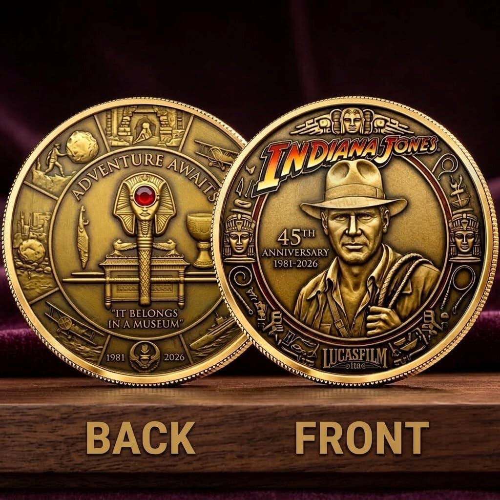Indiana Jones 45th Anniversary Commemorative Coin Adventure Awaits Indiana Jones Merch Gifts - Merchluma