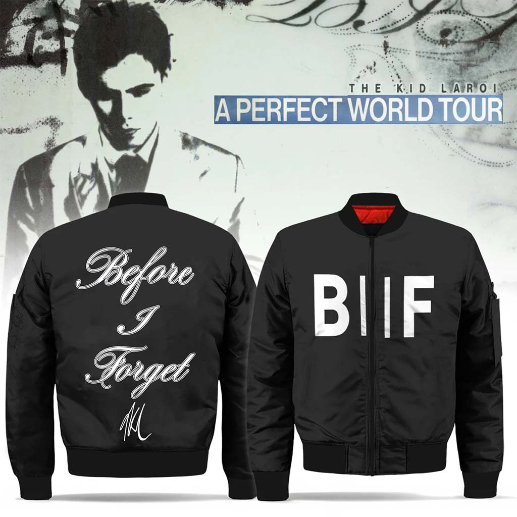The Kid Laroi A Perfect World Tour Bomber Jacket Before I Forget The Kid Laroi Merch Fan Gifts - Merchluma