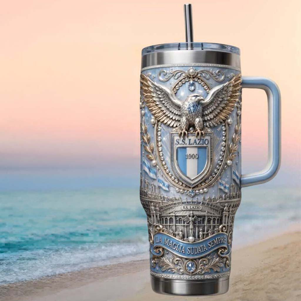 SS Lazio Aquila Celeste Rome Jewel Relic Soccer Tumbler SS Lazio Merch Gift For Brothers - Merchluma