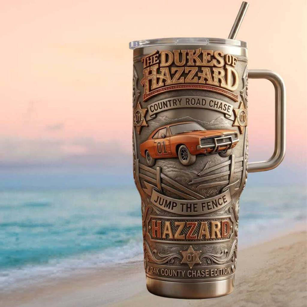 The Dukes Of Hazzard General Lee Country Road Chase Tumbler The Dukes Of Hazzard Merch Gifts - Merchluma