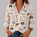 Tennessee Volunteers College Spirit Blossoms Button Up Long Sleeve Shirt Volunteers Merch - Merchluma