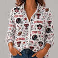 Texas Tech Red Raiders College Spirit Blossoms Long Sleeve Button Up Shirt Red Raiders Merch - Merchluma
