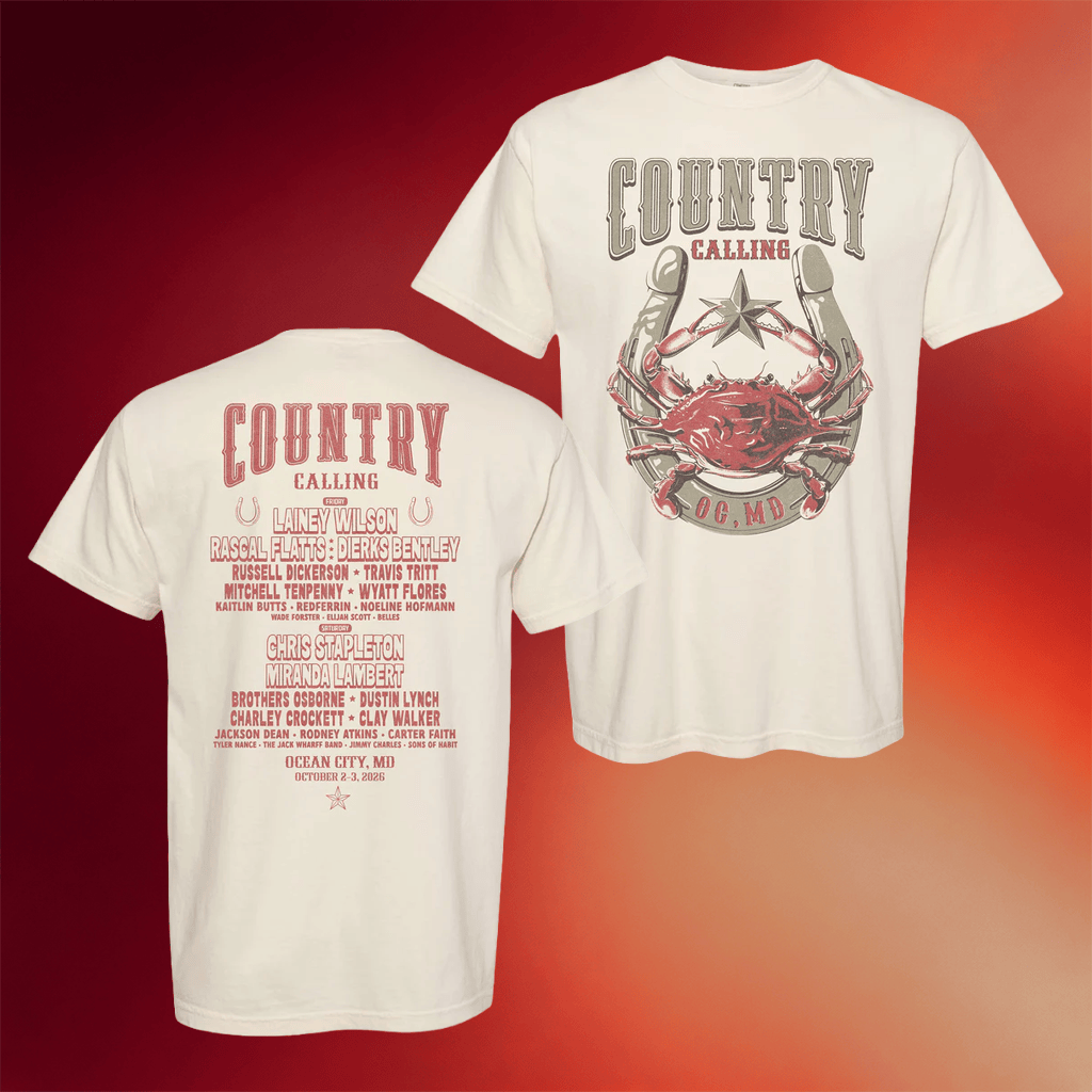 Country Calling Festival Merch Store Crab Horseshoe Lineup Tee Ivory - Merchluma