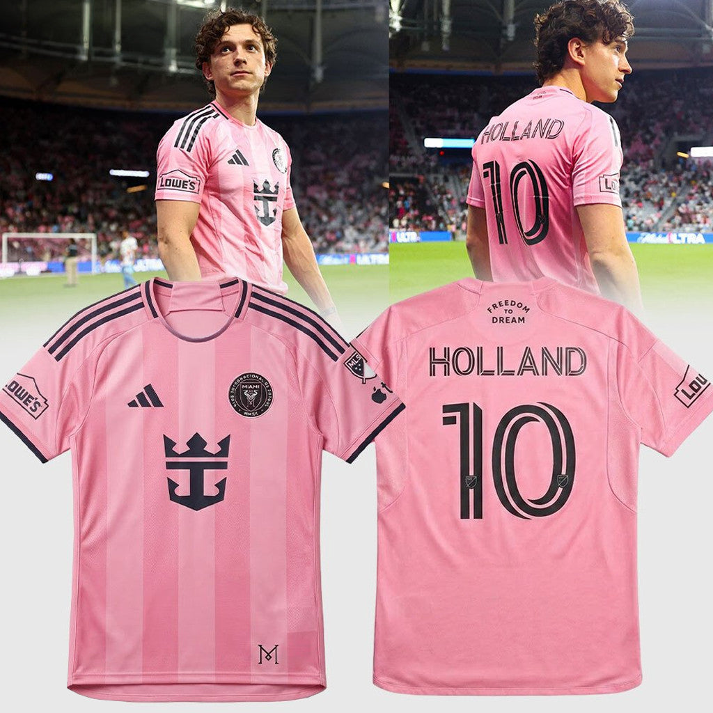 Tom Holland X Inter Miami Pink Jersey #10 Holland Jersey Shirt Tom Holland Spider Man Merch - Merchluma