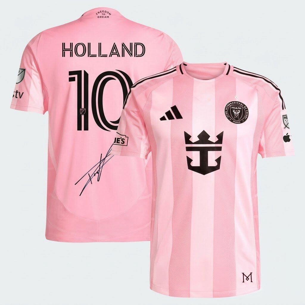 Tom Holland X Inter Miami Pink Soccer Jersey Signature #10 Tom Holland Merch Gifts For Fans - Merchluma