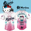 Hello Kitty X Miami Marlins 2026 Edition Pink Baseball Jersey Miami Marlins Merch Gift For Fans - Merchluma