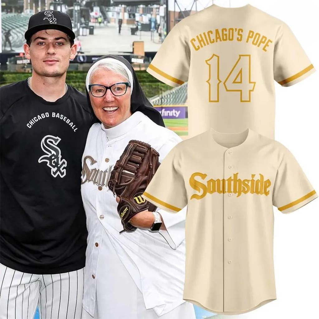 Chicago White Sox Southside Chicago's Pope #14 Baseball Jersey Chicago Baseball Merch Fan Gifts - Merchluma