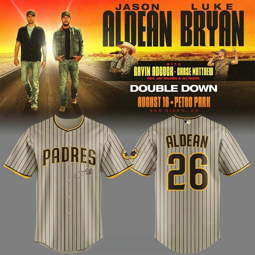 San Diego Padres X Luke Bryan 2026 Double Down Tour Baseball Jersey SD Padres Merch Fan Gifts - Merchluma