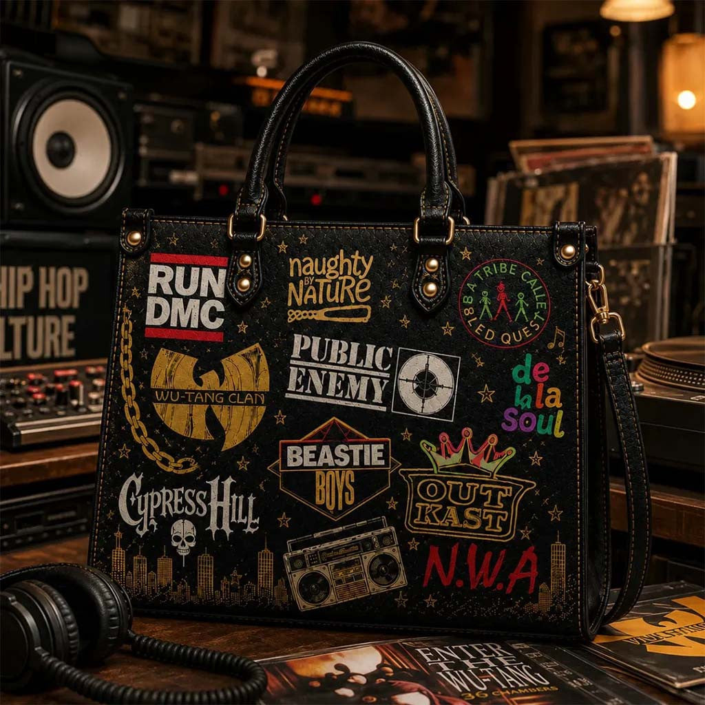 90S Hip Hop Legends Logo Graphic Women Leather Handbag Vintage Rap Music Band Bag Fan Gifts - Merchluma
