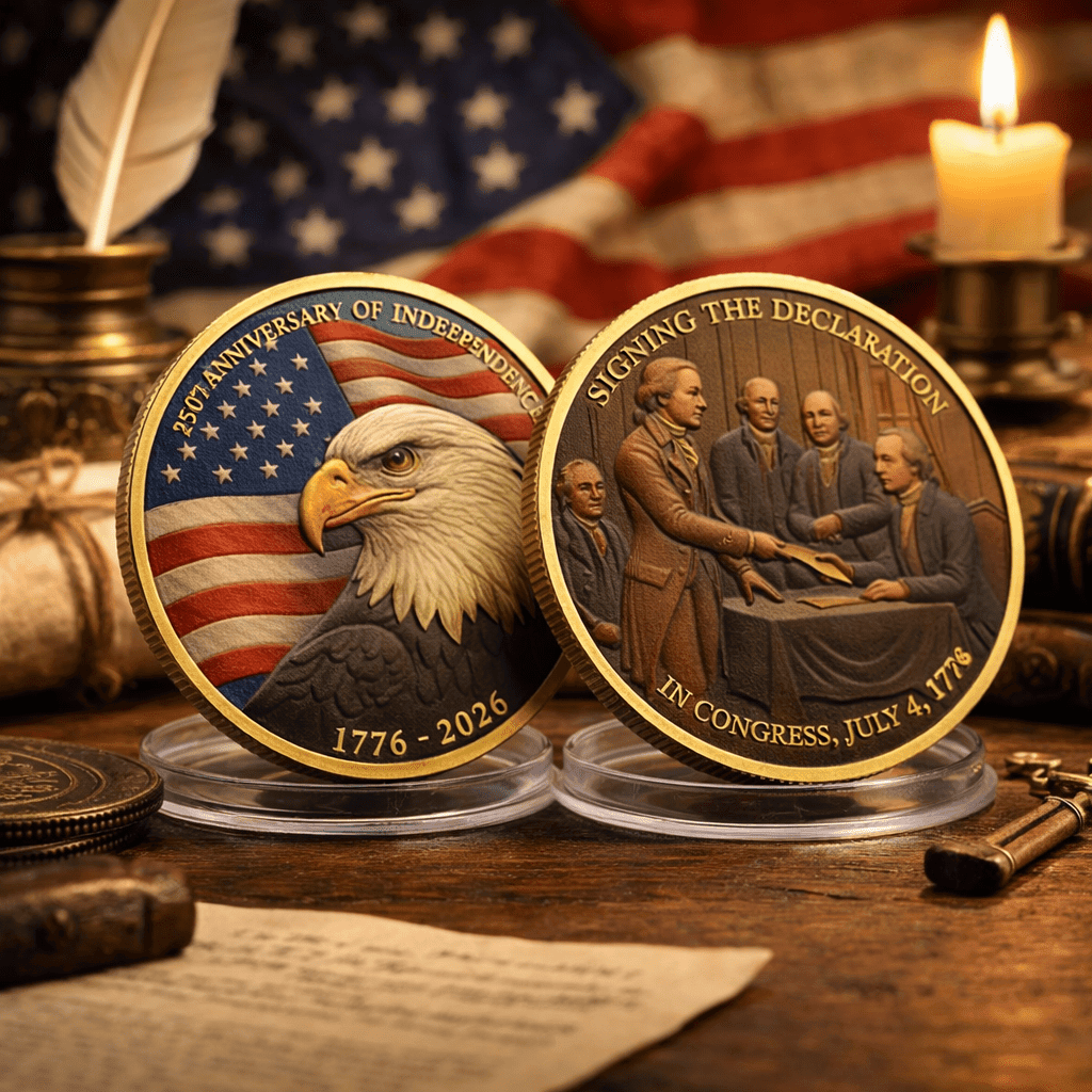 America's 250th Anniversary Declaration Of Independence Convex Coin 1776 Liberty Merch Gift - Merchluma