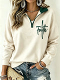Faith Holy Cross Half Zip Sweatshirt Christian Spiritual Clothing Gift Ideas - Merchluma