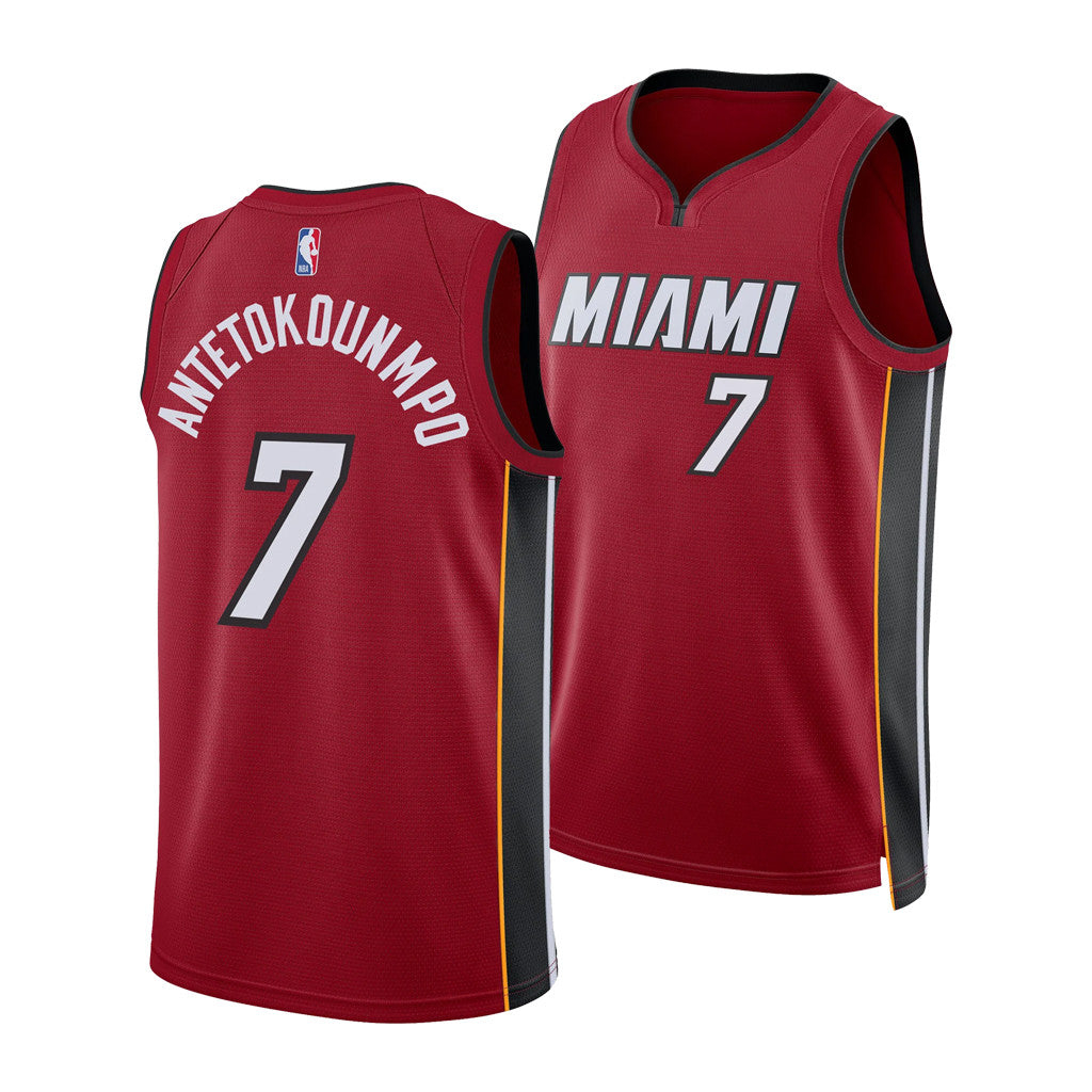 #7 Giannis Antetokounmpo Basketball Jersey Red Miami Heat 2026 Merch Basketball Fan Gifts - Merchluma