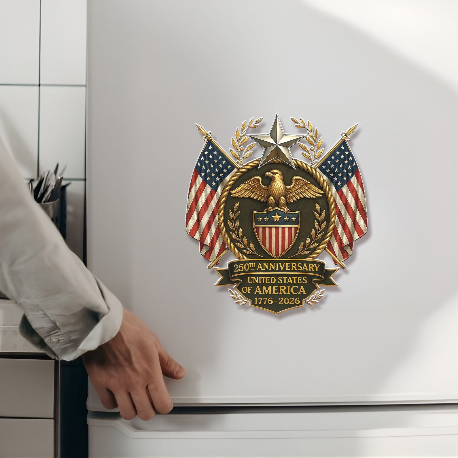 250 Years Anniversary USA Fridge Magnet Patriotic Eagle 1776-2026 4th Of July Merch Gifts - Merchluma