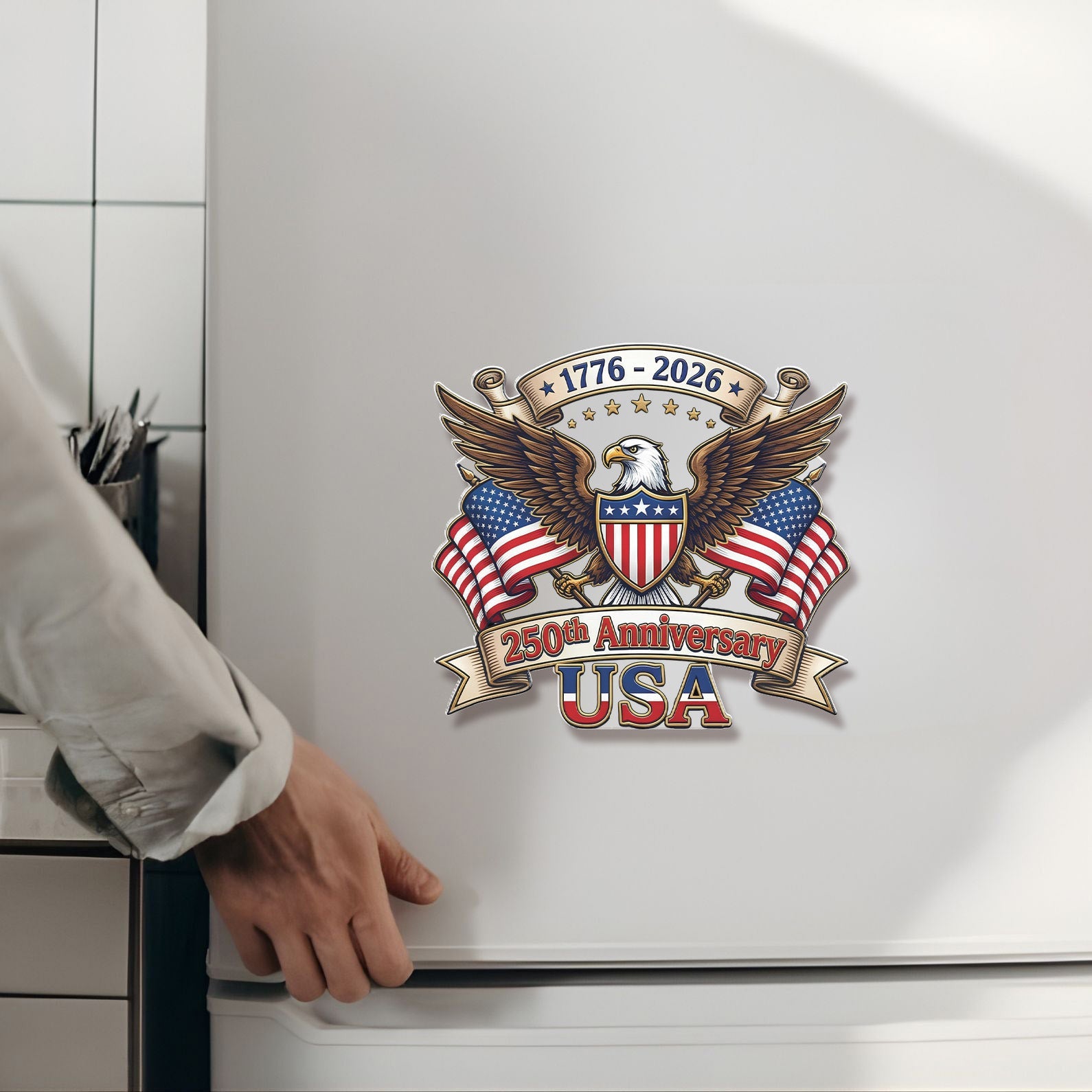 250 Years USA Anniversary Fridge Magnet 250th Anniversary USA 1776-2026 Merch Gift Ideas - Merchluma