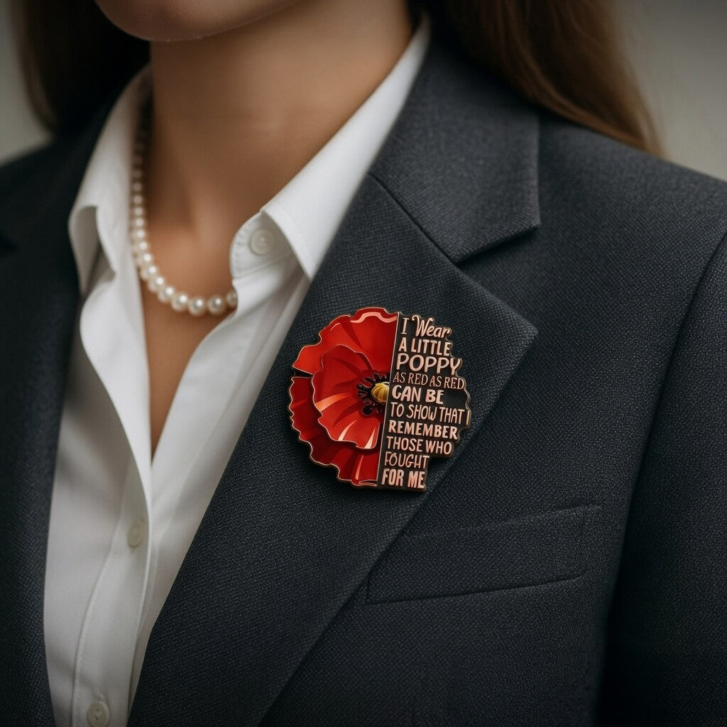 RED Friday Memorial Day Button Pin Red Poppy Flower Pins Military Remembrance Gifts - Merchluma