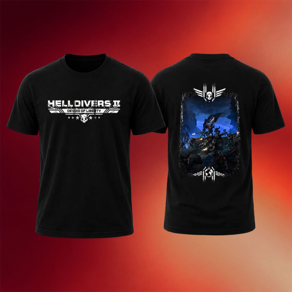 Helldivers Merch 2026 Helldivers II Devoid Of Liberty Black T-Shirt Video Game Lover Gift Ideas - Merchluma