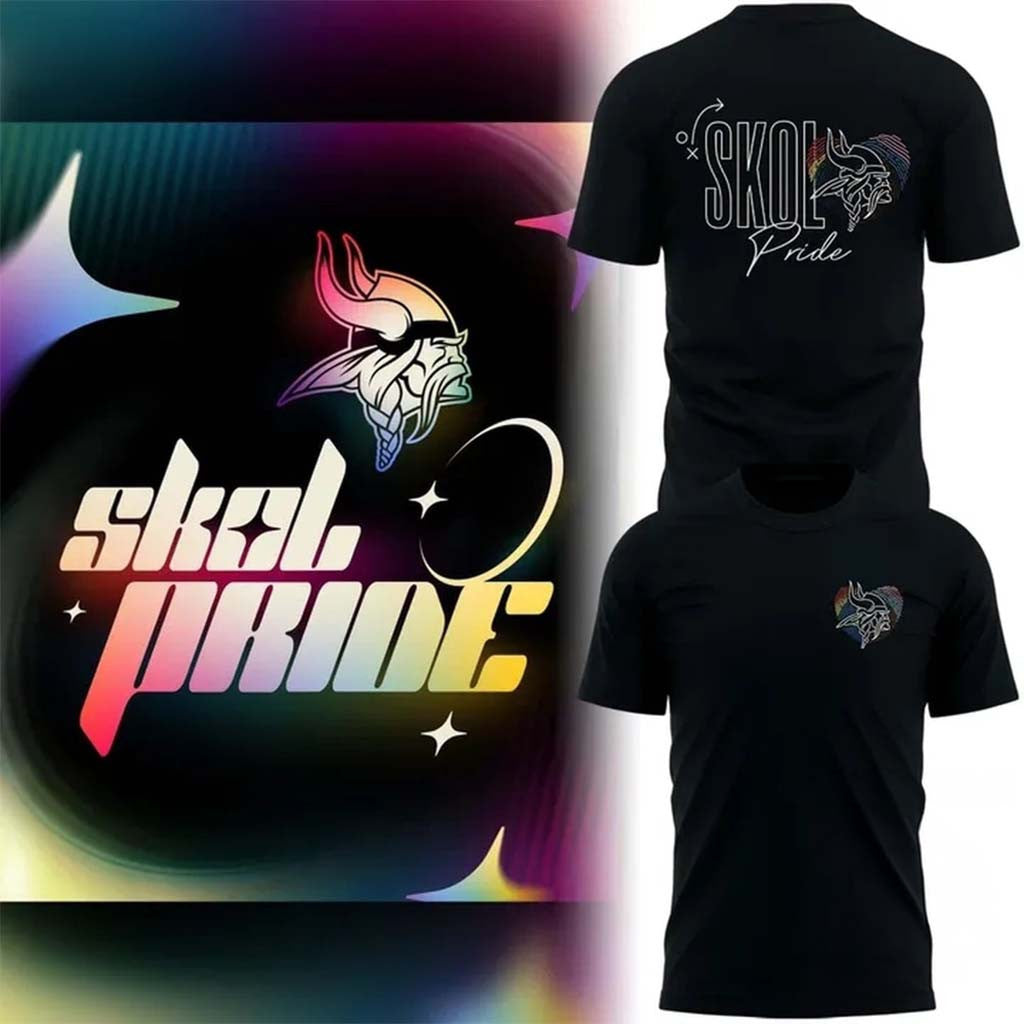2026 Minnesota Vikings Skol Pride Night Black Shirt Vikings Merch Presents For Football Fans - Merchluma