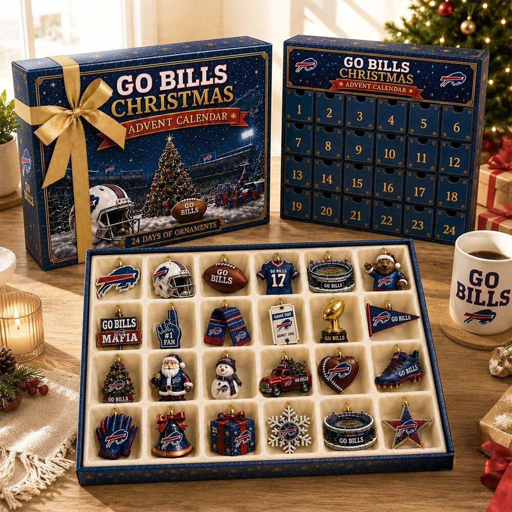 Buffalo Bills Advent Calendar 2026 24 Days Of Mini Holiday Ornaments Bills Merch Gifts For Xmas - Merchluma